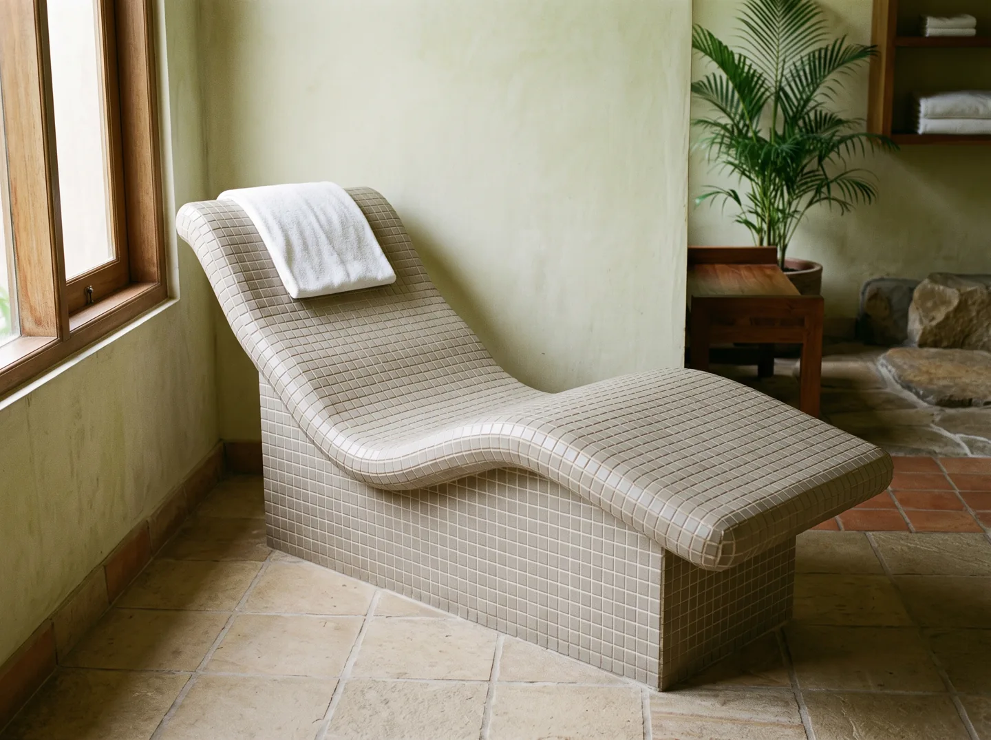 Heated spa loungers for wellness spaces in Indonesia