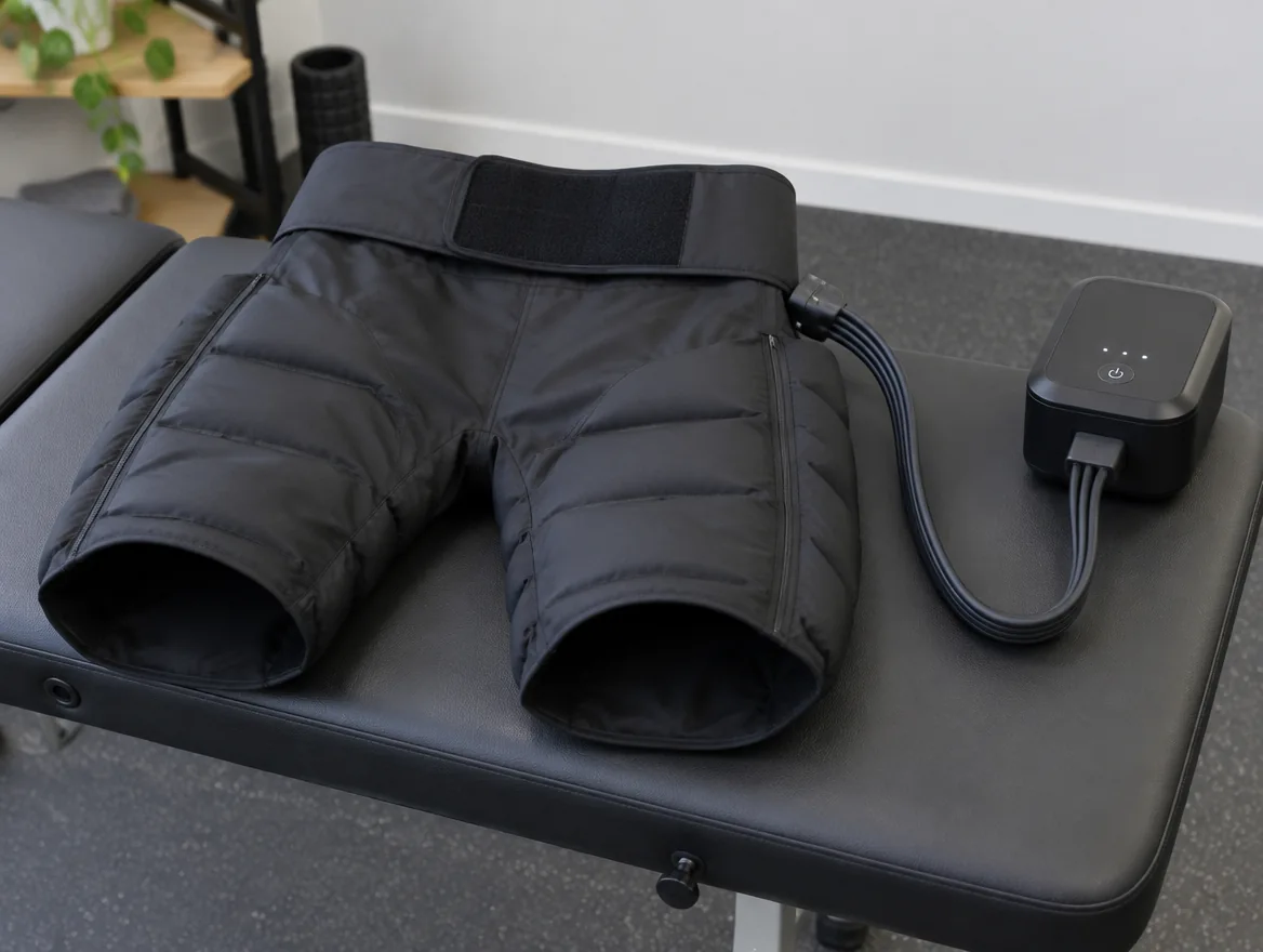 Pneumatic hip compression wraps