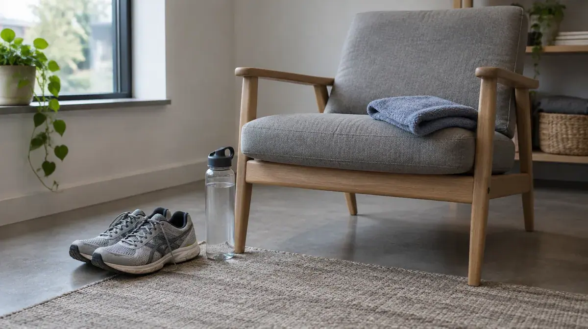 A chair, towel and shoes in a recovery area